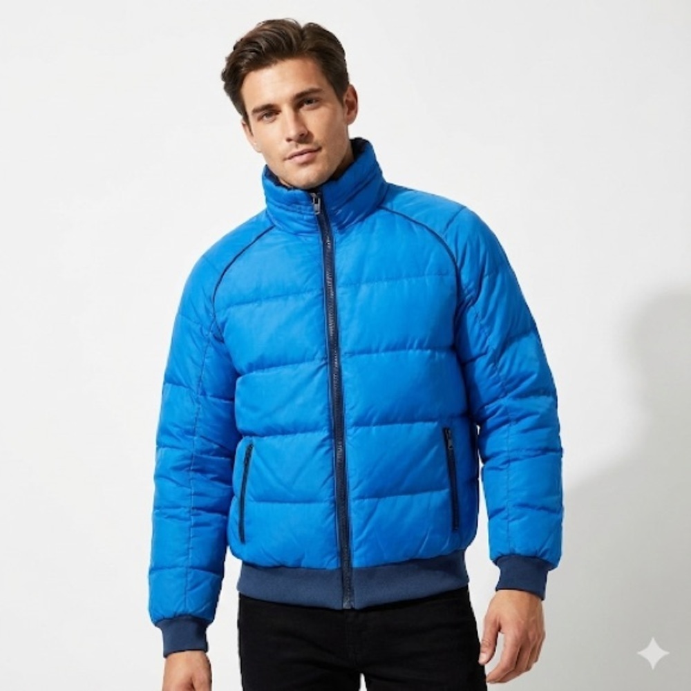 Europa Down Puffer Jacket Vintage Alpine Bomber Blue Mens Small